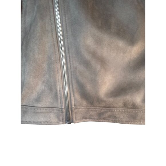 ZARA Gray Large Faux Suede Biker Jacket - Picture 13 of 16